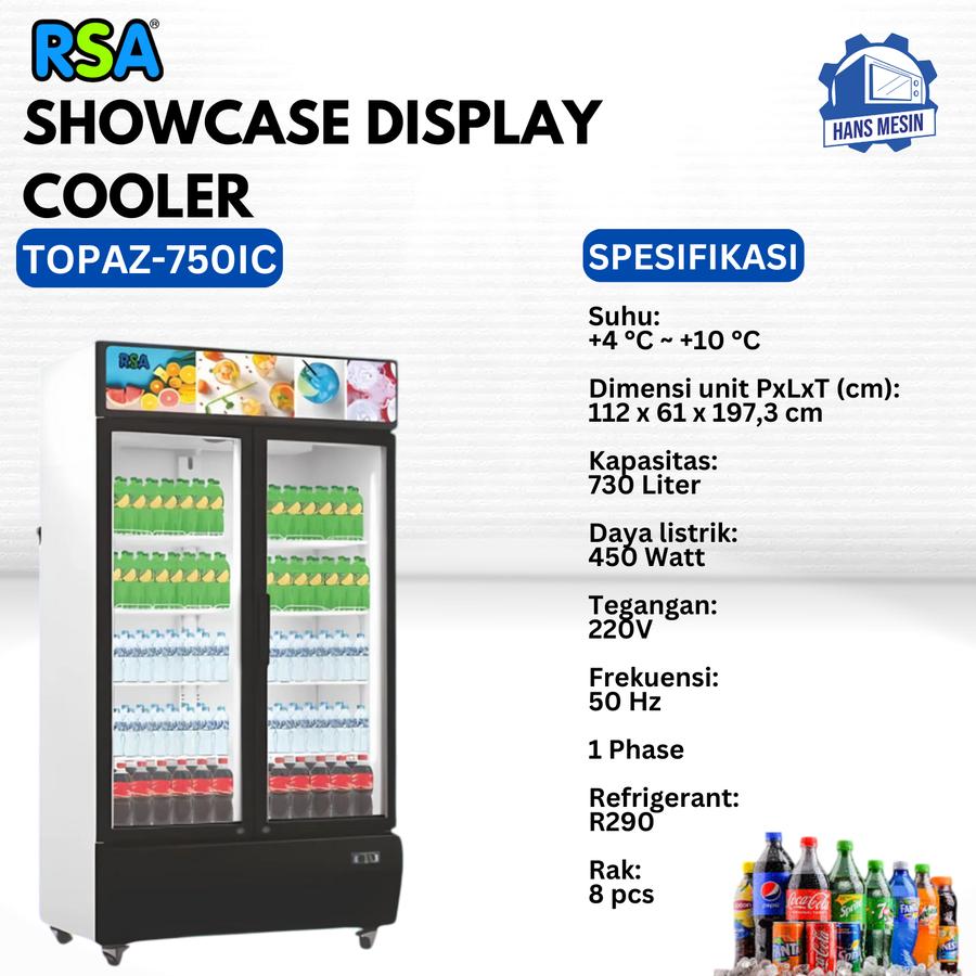 Showcase RSA 2 Pintu / Display Cooler (RSA) TOPAZ-750IC, Showcase RSA 2 Pintu TOPAZ-750IC Kulkas Display 2 Pintu yang Stylish & Powerful