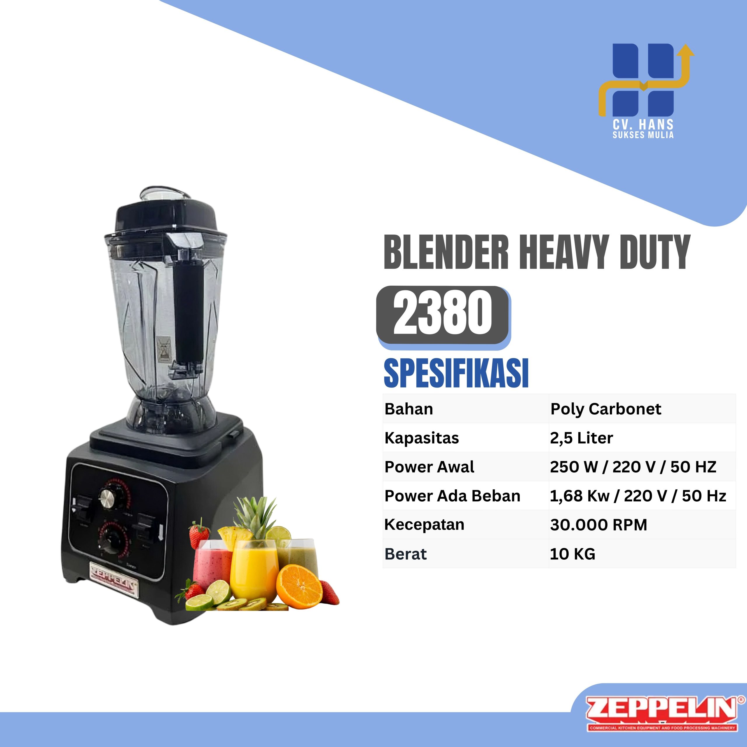 BLENDER (ZEPPELIN) SILENT JUMBO + TIMER 2380 ; 30.000 RPM (1)